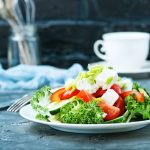salad fresh salad with feta cheese on the plare